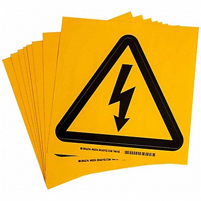BRADY 60224 Label PS Vinyl 8inHx8inW Elec Volt PK10
