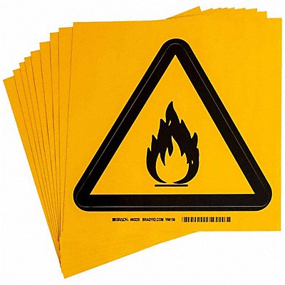 BRADY 60225 Label PS Vinyl 8inHx8inW Flam Mat PK10