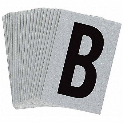 BRADY 5900B Letter Label B Blk On Slvr 1-1/2inH PK25