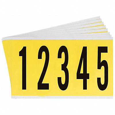 BRADY 3460KIT Number Label 0 Thru 9 Blk On Yllw 5inH