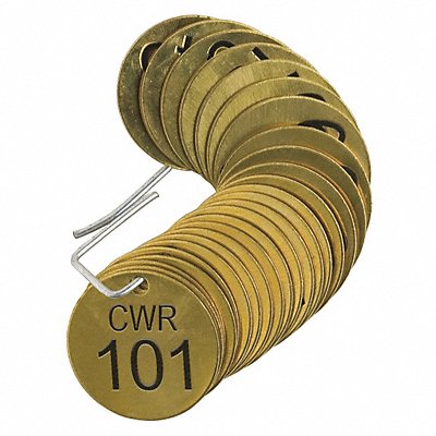 BRADY 87104 Numbered Tag Brass 1 1/2in W PK25