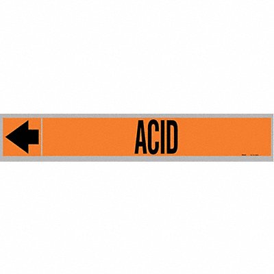 BRADY 108444 Pipe Marker Acid 1 in H 8 in W