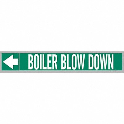 BRADY 108586 Pipe Marker Boiler Blow Down 2in H
