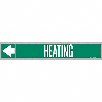 BRADY 109038 Pipe Marker Heating 1 in H 8 in W