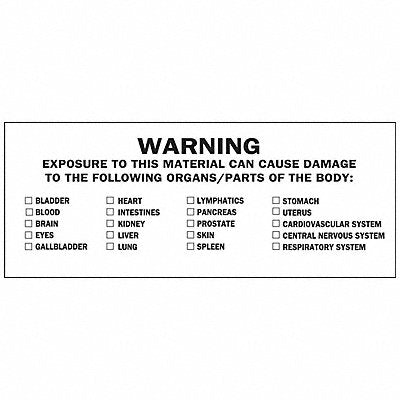 BRADY 93800 Label Vinyl 1-1/2inHx4inW 50 Labels PK50