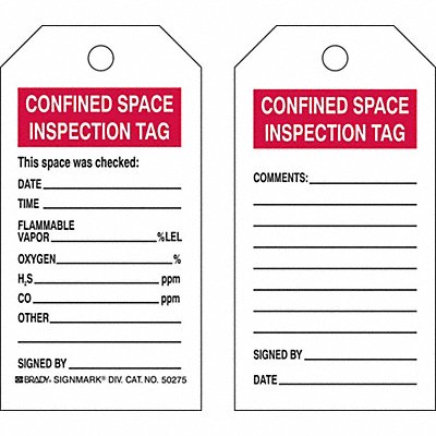 BRADY 50275 Tag 5 3/4 in H 3 in W Polyester PK25
