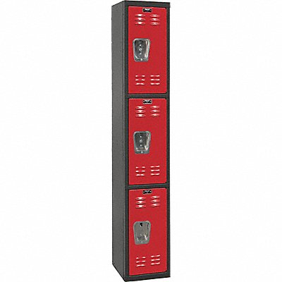 HALLOWELL U12823MR Locker 3x1Locker Red/Blk 72 x12 x18 Unassembled