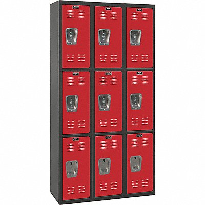HALLOWELL U32823MR Locker 3x3Locker Red/Blk 72 x36 x18 Unassembled
