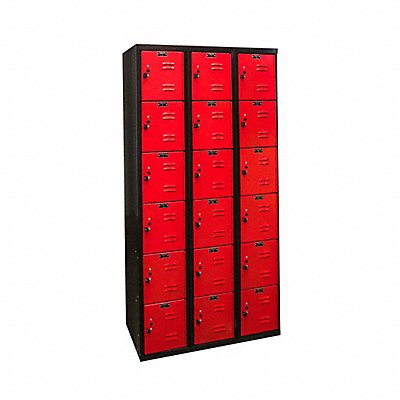 HALLOWELL U32826AMR Locker 6x3Locker Red/Black 72 x36 x18 Assm