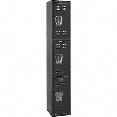 HALLOWELL U12823AME Locker 3x1Locker Black 72 x12 x18 Assm