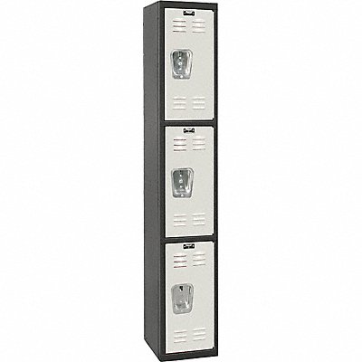 HALLOWELL U12823AMP Locker 3x1Locker LtGry/Blk 72 x12 x18 Assm