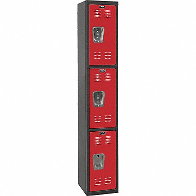 HALLOWELL U12823AMR Locker 3x1Locker Red/Blk 72 x12 x18 Assm