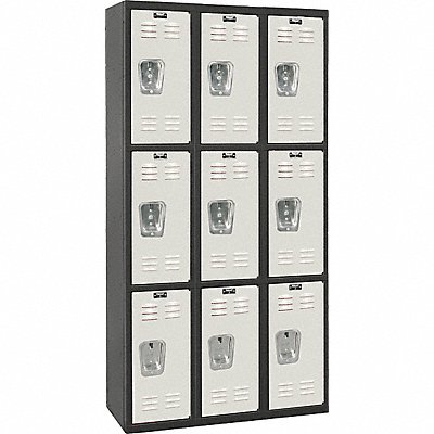 HALLOWELL U32823AMP Locker 3x3Locker LtGry/Blk 72 x36 x18 Assm