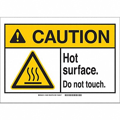 BRADY 143816 Caution Sign 3-1/2 Hx5 W Hot Surface