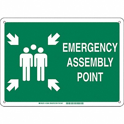 BRADY 139601 Emergency Assembly Sign 10x14 Aluminum