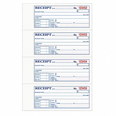TOPS TOP46806 Money/Rent Receipt Books 2-Part Crbnless