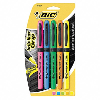 BIC BICGBLP51ASST Highlighter Set Flourescent Rubber PK5
