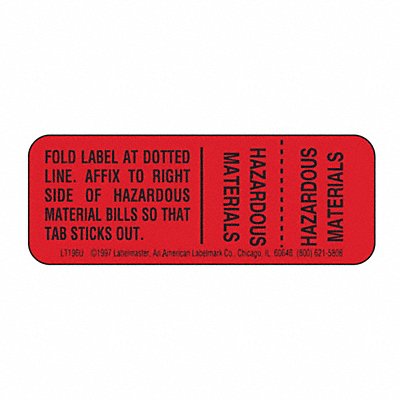 LABELMASTER LT196U Hazmat Shipping Label 3/4 H 2 W PK500
