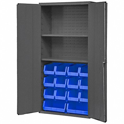 DURHAM MFG 3602BLP142S5295 K4908 Bin Cabinet 72 x36 x18 Grey 14BlueBns