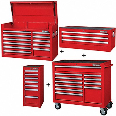 WESTWARD 361LP0 Rolling Cabinet Intermediate Side Red