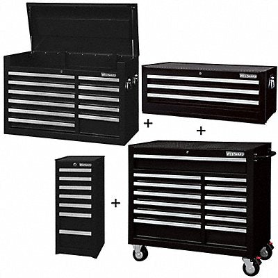 WESTWARD 361LP4 Rolling Cabinet Intermediate Side Black
