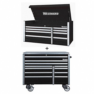 WESTWARD 361LP9 Rolling Cabinet with Top Chest Black