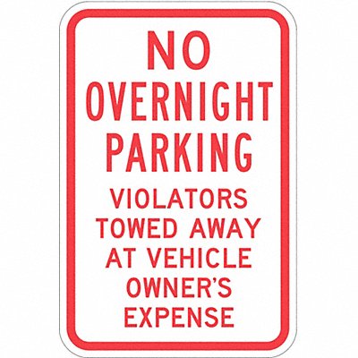 LYLE T11055HI12x18 No Overnight Parking Sign 18 x 12