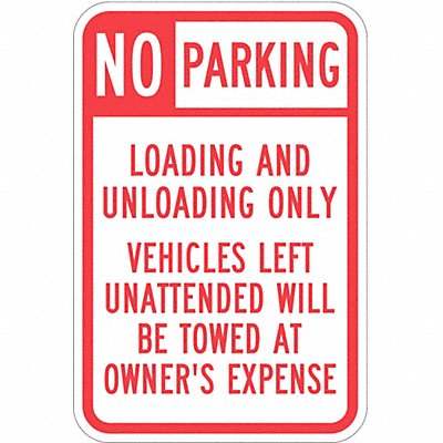 LYLE T11101EG12x18 Loading Zone No Parking Sign 18 x 12
