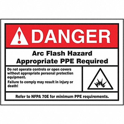 ACCUFORM LELC140 Arc Flash Label 3 1/2 inx5 in Vinyl