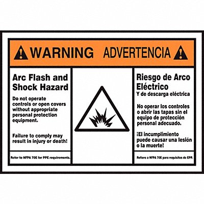 ACCUFORM SBLSPS370 Arc Flash Label 3 1/2 in x 5 in Vinyl