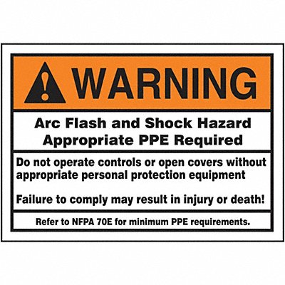 ACCUFORM LELC380 Arc Flash Label 3 1/2 inx5 in Vinyl