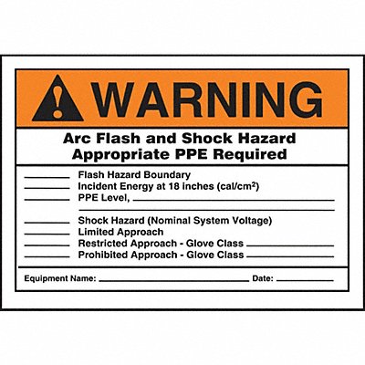 ACCUFORM LELC318 Arc Flash Label 3 1/2 inx5 in Vinyl