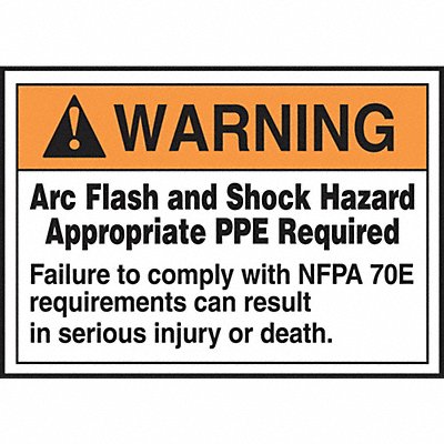 ACCUFORM LELC308 Arc Flash Label 3 1/2 inx5 in Vinyl