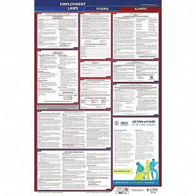 JJ KELLER 300IL3 LaborLaw Poster Fed/STA IL ENG 26inH 3yr