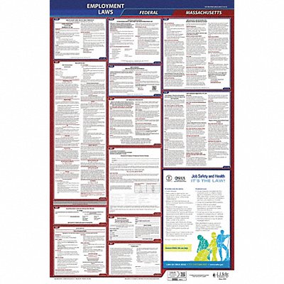 JJ KELLER 300MA3 LaborLaw Poster Fed/STA MA ENG 26inH 3yr