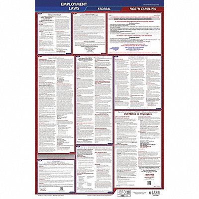 JJ KELLER 300NC LaborLaw Poster Fed/STA NC ENG 40Wx26inH