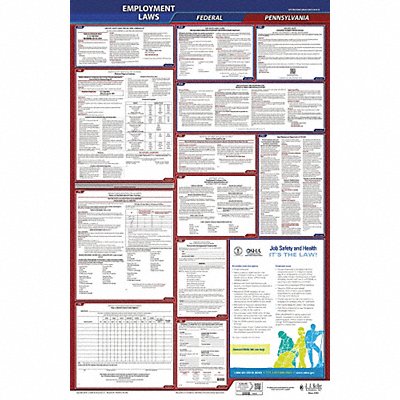 JJ KELLER 300PA3 LaborLaw Poster Fed/STA PA ENG 26inH 3yr