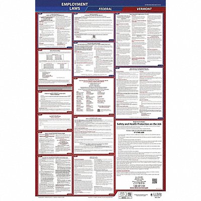 JJ KELLER 300VT LaborLaw Poster Fed/STA VT ENG 40Wx26inH