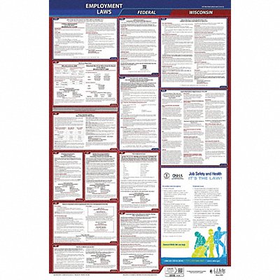 JJ KELLER 300WI LaborLaw Poster Fed/STA WI ENG 40Wx26inH