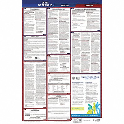 JJ KELLER 400GA Labor Law Poster Fed/STA GA SP 40Wx26inH