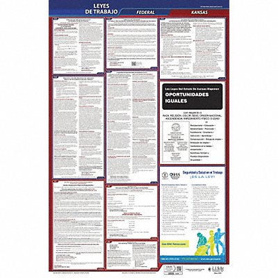 JJ KELLER 400KS Labor Law Poster Fed/STA KS SP 40Wx26inH