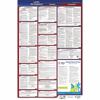 JJ KELLER 400LA Labor Law Poster Fed/STA LA SP 40Wx26inH