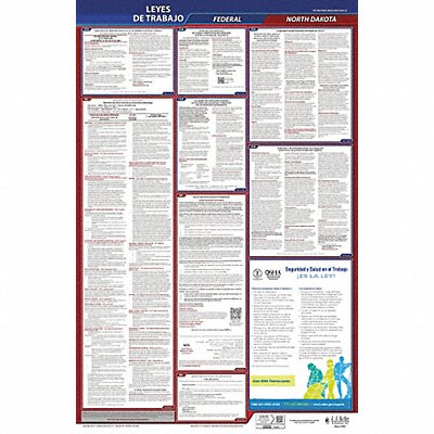 JJ KELLER 400ND1 Labor Law Poster Fed/STA ND SP 26inH 1yr