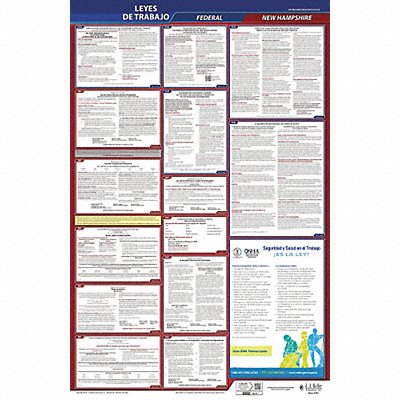 JJ KELLER 400NH1 Labor Law Poster Fed/STA NH SP 26inH 1yr
