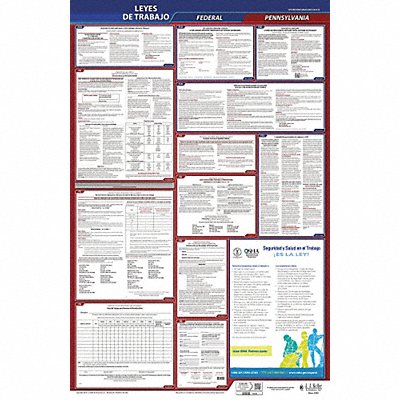 JJ KELLER 400PA3 Labor Law Poster Fed/STA PA SP 26inH 3yr