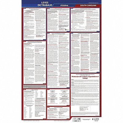JJ KELLER 400SC1 Labor Law Poster Fed/STA SC SP 26inH 1yr