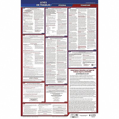 JJ KELLER 400TN3 Labor Law Poster Fed/STA TN SP 26inH 3yr