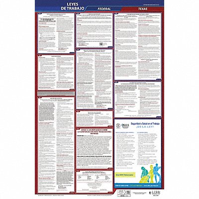 JJ KELLER 400TX Labor Law Poster Fed/STA TX SP 40Wx26inH