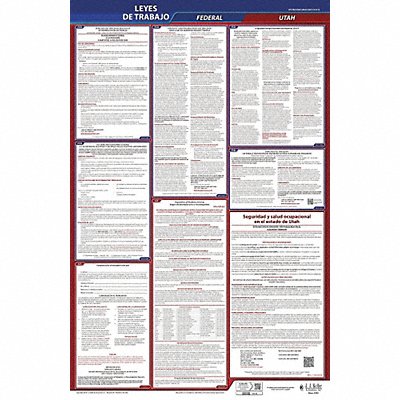 JJ KELLER 400UT Labor Law Poster Fed/STA UT SP 40Wx26inH