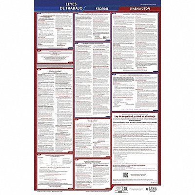 JJ KELLER 400WA3 Labor Law Poster Fed/STA WA SP 26inH 3yr